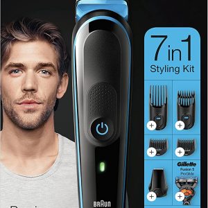 Braun Mgk 3245 All-In-One Trimmer 7-In-1 Beard Trimmer, Hair Clipper, Detail Trimmer, Rechargeable, With Gillette Proglide Razor, Blackblue